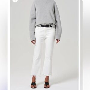 Citizens of Humanity Isola Mid Rise Cropped Boot Soft White Button Fly Jeans 31